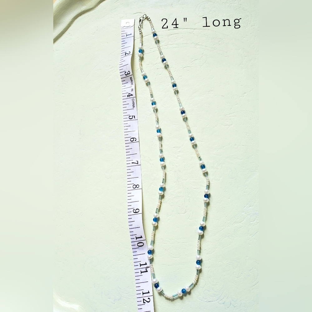 Blue Onyx And Freshwater Pearls Necklace - Picture 4 of 8